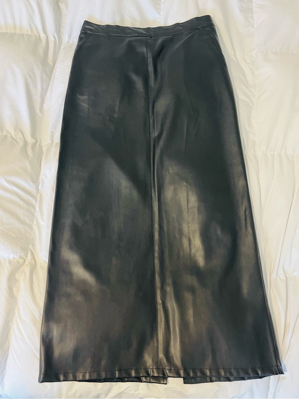 Julia Allert Black Faux Leather Pencil Skirt Size L